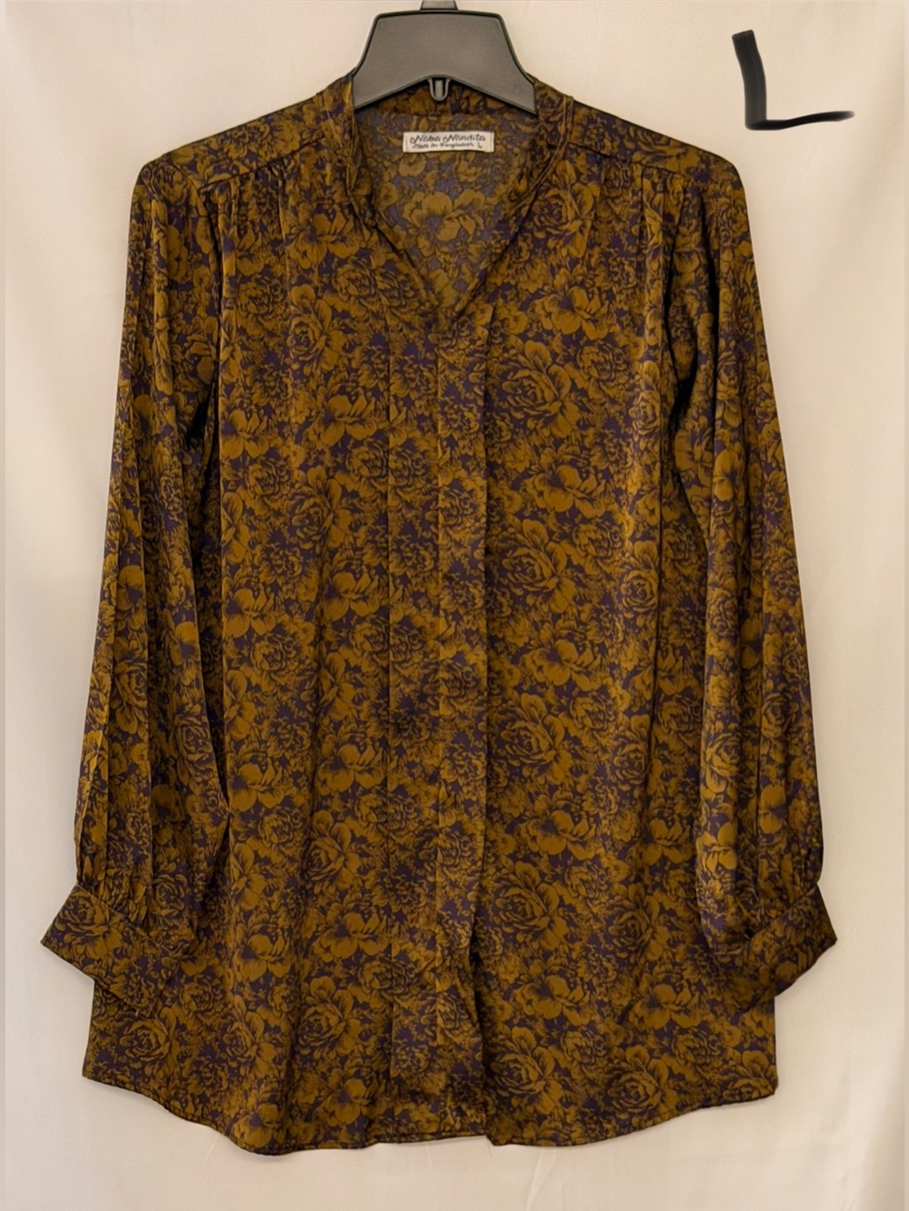 Floral V-Neck Blouse in Mustard and Plum by Chelsea & Violet